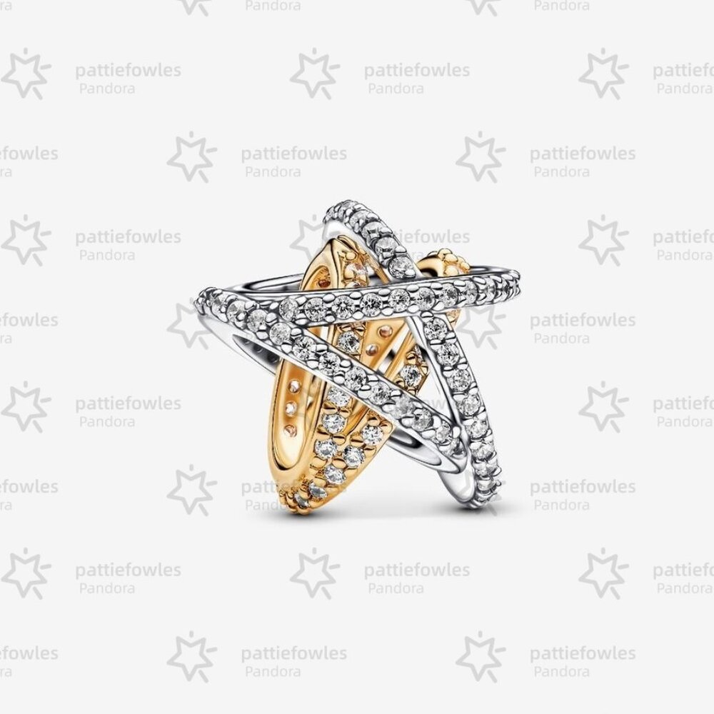 Pandora Sparkling Crossover Star Charm|Pendant|Two-tone